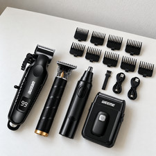 Kit tondeuse homme 4 pièces sans fil barbe cheveux nez rasoir