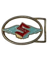 Rare Vintage Suzuki Winged Logo Belt Buckle   Collectible Metal Enamel