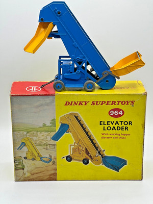 Vintage Dinky Supertoys 964 Elevator Loader blau & gelb im Originalkarton.