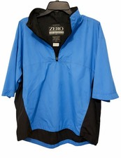 Zero Restriction Mens L Blue Black Waterproof Reversible Pullover Golf Jacket