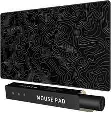 Extra Large Gaming Mouse Pad with Black Topographic, XXL Mousepad, Big Mouse Mat