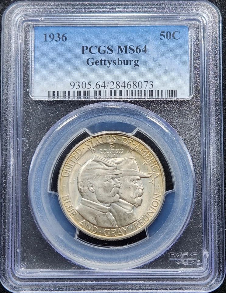 Silver 1936 Gettysburg 50c Half Dollar Commemorative | PCGS MS64 - Image 3 of 3