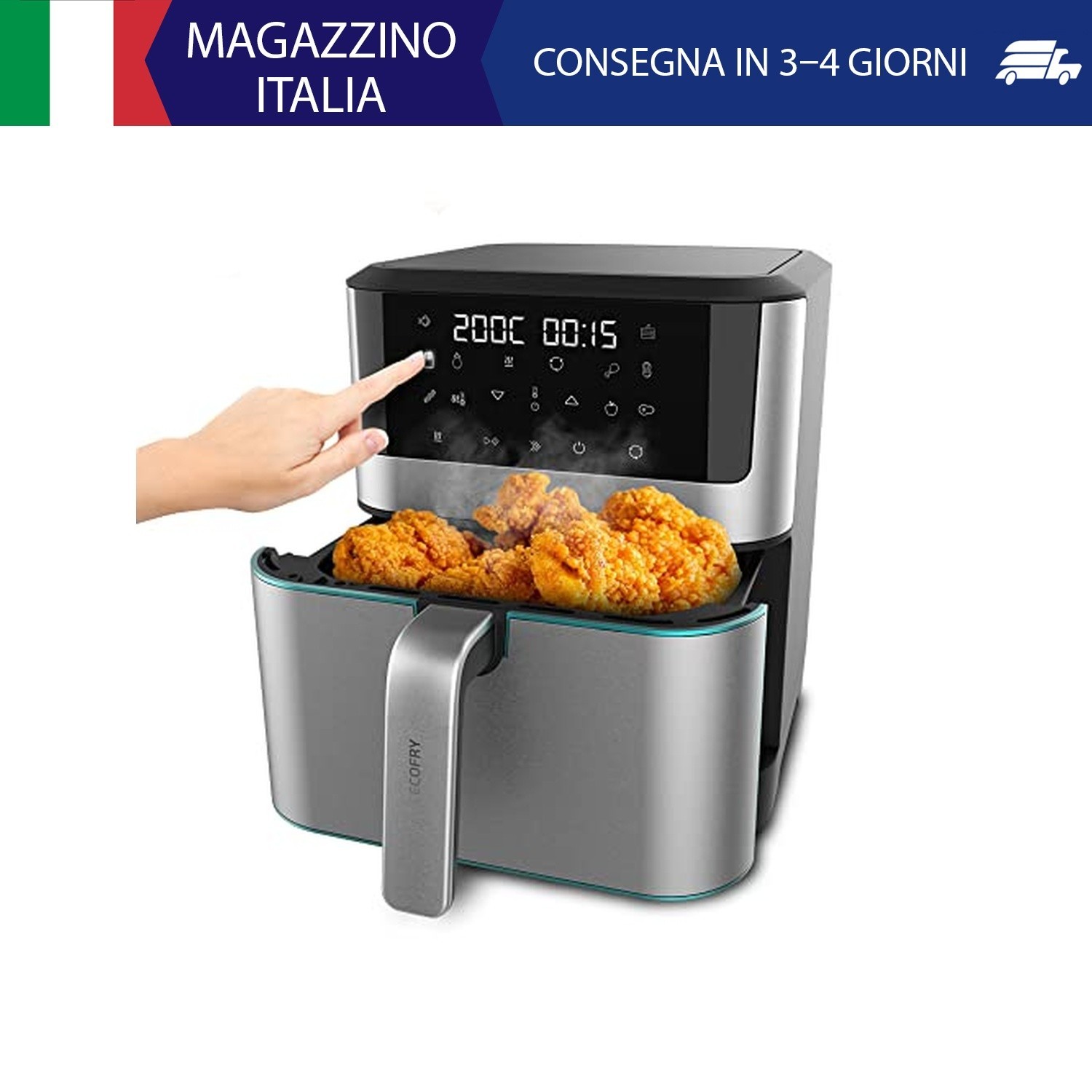 Cecotec Friggitrice Ad Aria da 8L Cecofry Supreme 8000. 1800 W, Pannello Touch,