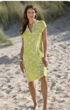 Tahari Womens Lime Green Collared Dress Maxi Boxy Pockets Beach Resort L 