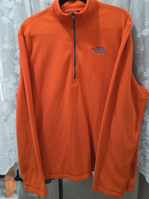 #ad North Face Mens XL Tall Orange Fleece 1 4 Zip Pullover Jacket $44.95