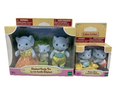 Set Of 2 Calico Critters Elephant Family Trio & Elephant Twins FREE SHIPPING