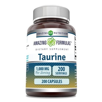 Taurine 1000 mg Amino Acid Supplement Non GMO Gluten Free 200 Capsules USA Made