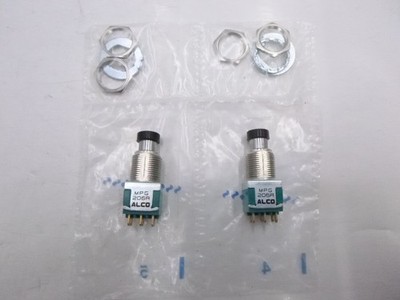 2-Pack MPG-206R Pushbutton Switch MP Green Series 11.9mm DPDT On-On Round Black