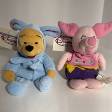 The Disney Store Easter Bunny Pooh Egg Piglet Mini Bean Bag Plush Beanie Vtg
