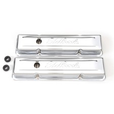 Edelbrock 4449 Signature Series Chrome Valve Cover Set Sb Fits Chevy