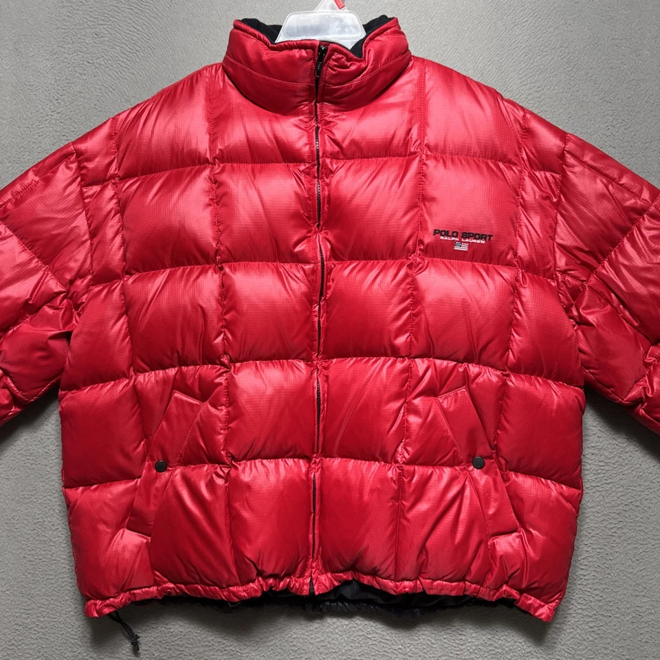 Vintage Polo Ralph Lauren Sport Down Jacket Mens XL Red Puffer Quilted Gorpcore - Image 2 of 4