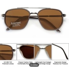 Polarized Sunglasses Brown Double Bridge Metal Frame
