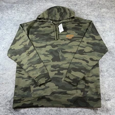 AFTCO Hoodie Men's 2XL Green Camo Pullover Fishing Back Graphic Pockets Soft