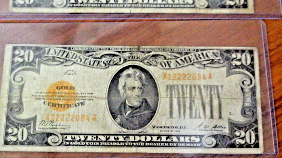 THREE (3) 1928 $20 Twenty Dollar Gold Certificates  Woods & Mellon - Image 4 of 4