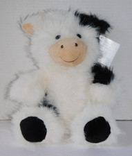 Stuffed Plush Furry Cow Black White 10 Stuffed Animal