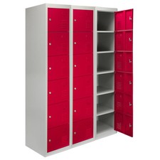 Steel Lockers 6 Door, Lockable Metal Storage Gym School Red - Secure Lock,