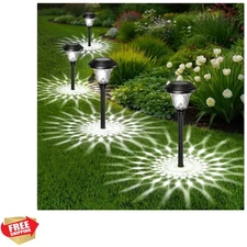 8 Pack Solar Pathway Lights Outdoor Solar Powered Lights Waterproof Glass Hig...