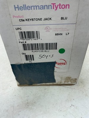 *FREE SHIPPING* Hellermann Tyton RJ45FC5E-BLU Cat 5e Keystone Lot of 50pcs.