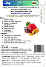 Hibiscus Flower Turmeric Root Herbal Tea 30Tea Bags, All Natural, Caffeine-Free