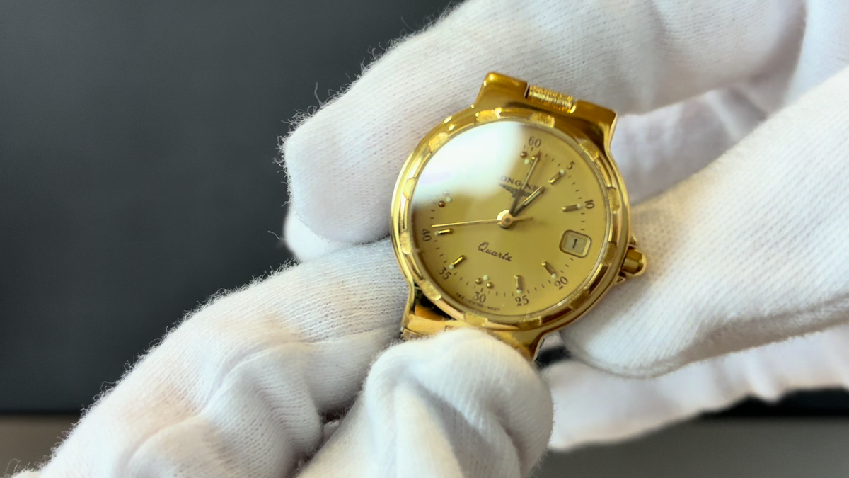 Longines Conquest Vintage Women's Gold Dial Date Quartz Watch From