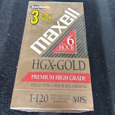 Maxell HGX-Gold T-120 VHS Premium High Grade Videocassette Tapes 3 Pack