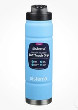 SISTEMA Vacuum Insulated Water Bottle Soft Touch Grip Stainless Steel 709ml