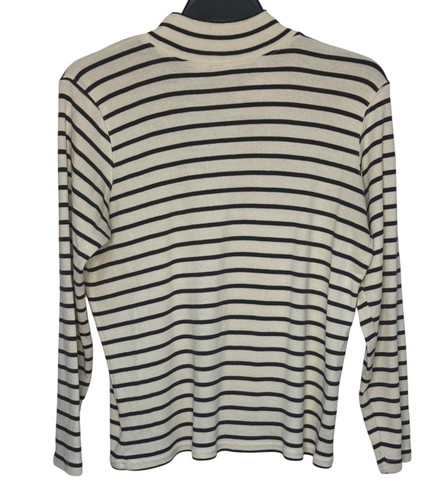 L.L. Bean Women's Striped Quarter Zip Long Sleeve Shirt Size XL Nautical Coastal - Picture 2 of 4