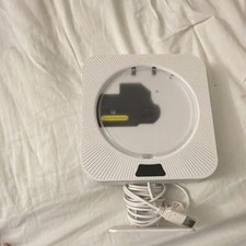 White Wall-Mountable CD Player Wired Connectivity Type A Plug with Power Cord