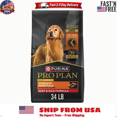 Purina Pro Plan 7+ Complete Essentials Shredded Blend Beef& Rice Dry Dog Food,34