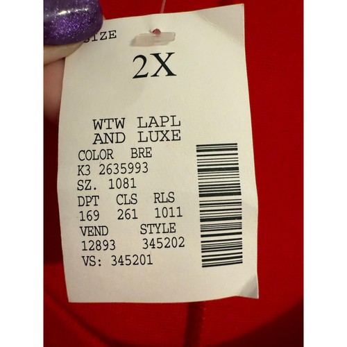 Fashion Bug Vtg New Women's Glam Cherry Red Sequins Dolman Oversized Knit Top 2X - Picture 8 of 9