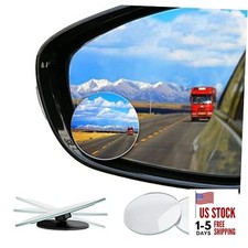 LIBERRWAY Frameless Wide Angle Mirror - Adjustable HD Glass Convex Rear Round