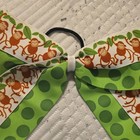 Girls Green Polka Dot Monkey Print Grosgrain Ribbon Hair Bow w/ Elastic — photo 1