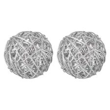 2 Pcs Wicker Rattan Balls 3 Inch Rattan Decorative Balls Vase Fillers Silver