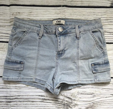 YMI Women s Light Wash Blue Denim Cargo Shorts Cargo 6 Pocket Size 3/26
