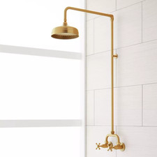 Signature Hardware Baudette Exposed Pipe Shower System Brushed Gold