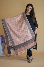 Elegant Dark Peach Pashmina Shawl Self Design Winter Scarf Wrap for Women