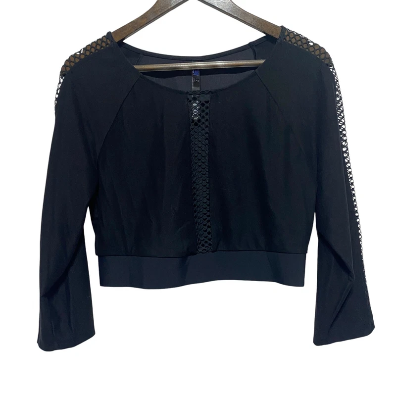 victoria-secret-vs cage sleeve cropped plush stretch active yoga shirt