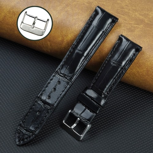 Genuine Leather Watch Strap Classic Real Crocodile Watch Band Men Quick Release - Picture 13 of 57
