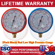 2X HVAC A/C Diagnostic Refrigeration High & Low Pressure Gauge PSI For 1/8" Hose