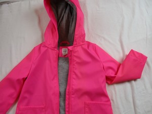 bright pink rain jacket