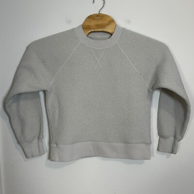 Everlane ReNew Pullover Fleece Sweatshirt Womens M Beige Crew Neck