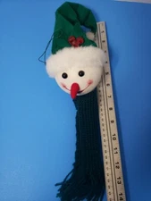 Snowball Snowman Head Glittery Christmas Ornament With Scarf Hat large Vintage 