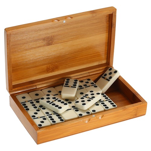 Double Six Dominoes Set Entertainment Travel Game Toy Black Dots Dominoes O2N6 - Picture 3 of 7