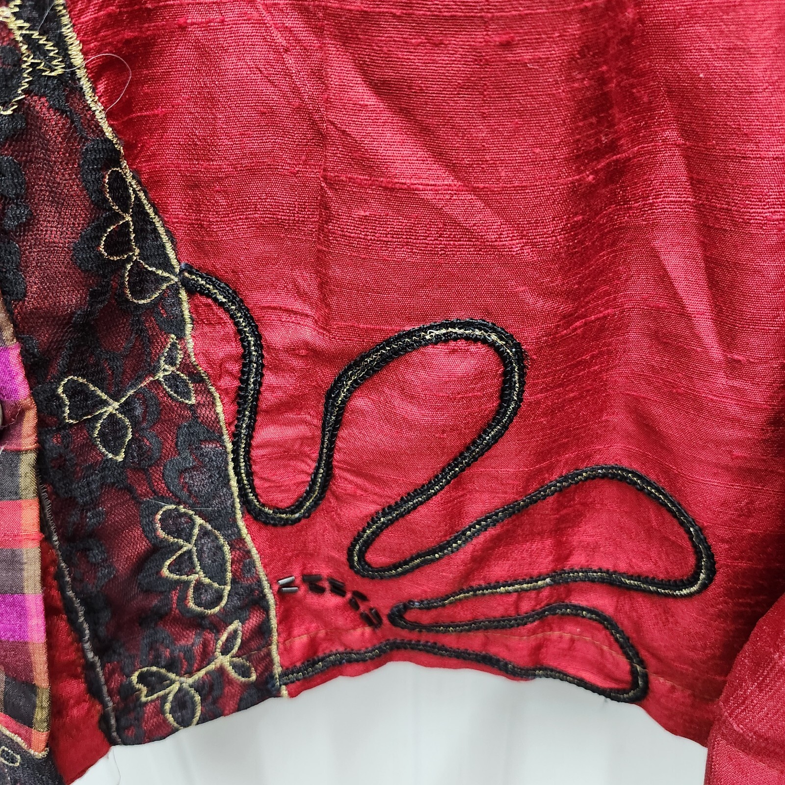 Choices Patchwork Daisy Silk Blend Jacket Womens … - image 5