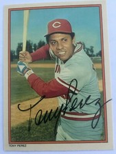 TONY PEREZ CINCINNATI REDS AUTOGRAPHED SIGNED 1985 TOPPS #28 RED SOX
