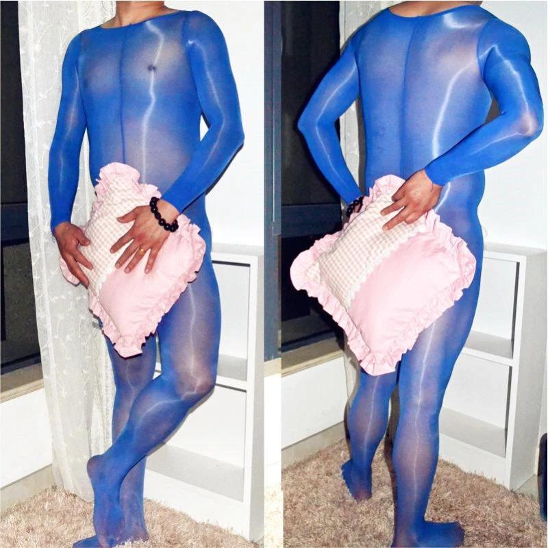 Herren Nylon Glanzstrumpfhose Overall Bodystocking Catsuit Penishülle Bodysuit - Bild 4 von 4