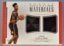 2017 Panini National Treasures Dual Materials /99 John Collins #RDM-8 Rookie RC