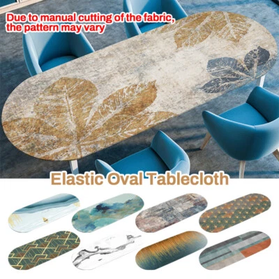 Oval Table Cover Waterproof Oil-Proof Elastic Dining Courtyard Coffee Tablecloth - Bild 1 von 4