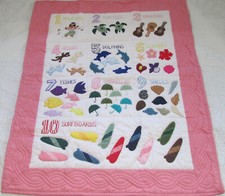 Hawaiian quilt Numbers crib comforter, baby blanket, hand quilted, wall hanging