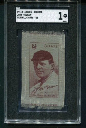 1909 S74 Silks Old Mill John McGraw Colored Missing Back New York Giants SGC 1